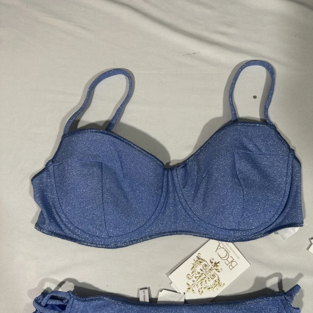 NWT BECCA [ 2PC ] Shimmer Bikini‎ Top ( D Cup) + Side Tie Bottom ( Small ) 7131